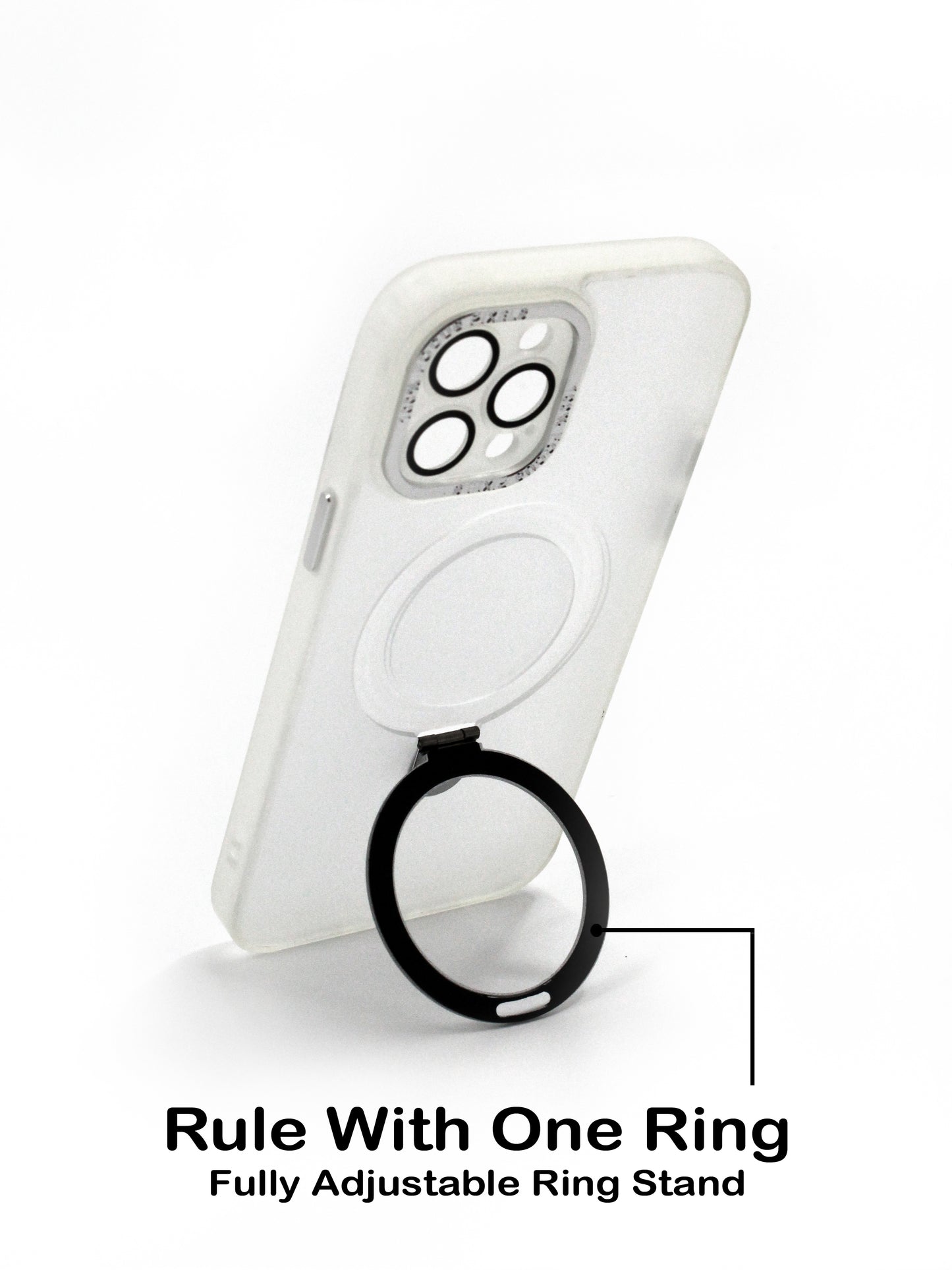 IPhone Premium Soft Polycarbonate Transparent Case/Cover | Ring Stand, White Color | Style: IP_10