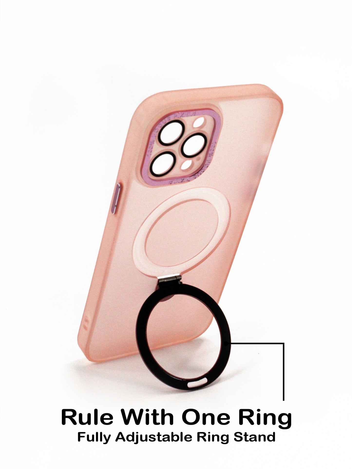 IPhone Premium Soft Polycarbonate Transparent Case/Cover | Ring Stand, Pink Color | Style: IP_10