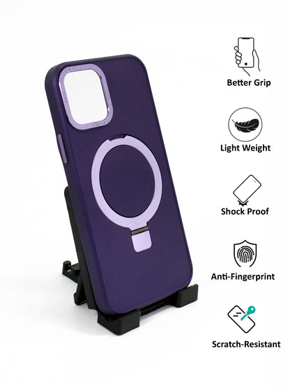 IPhone Premium Soft Polycarbonate Case/Cover | Ring Stand, Purple Colour | Style: IP_04