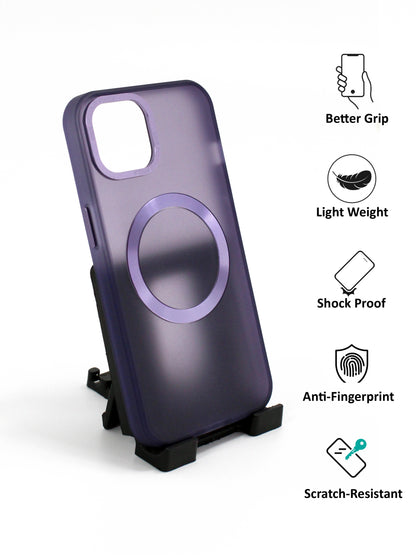 IPhone Premium Soft Polycarbonate Transparent Case/Cover | Magsafe Wireless Magnetic Support, Purple Color | Style: IP_07