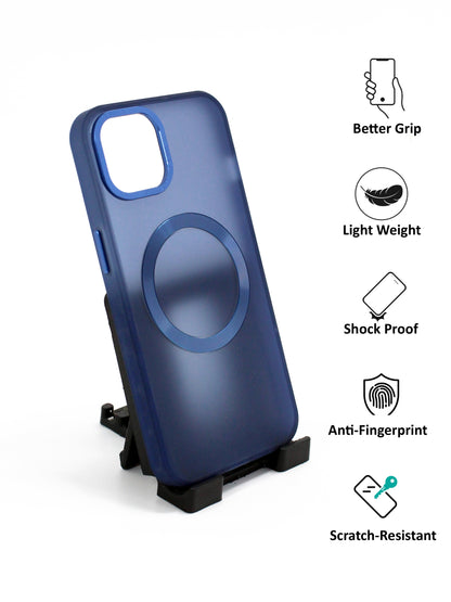 IPhone Premium Soft Polycarbonate Transparent Case/Cover | Magsafe Wireless Magnetic Support, Blue Color | Style: IP_07