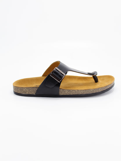 Men's PU Cork Light Weight Sandals | Black Colour