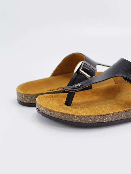 Men's PU Cork Light Weight Sandals | Black Colour