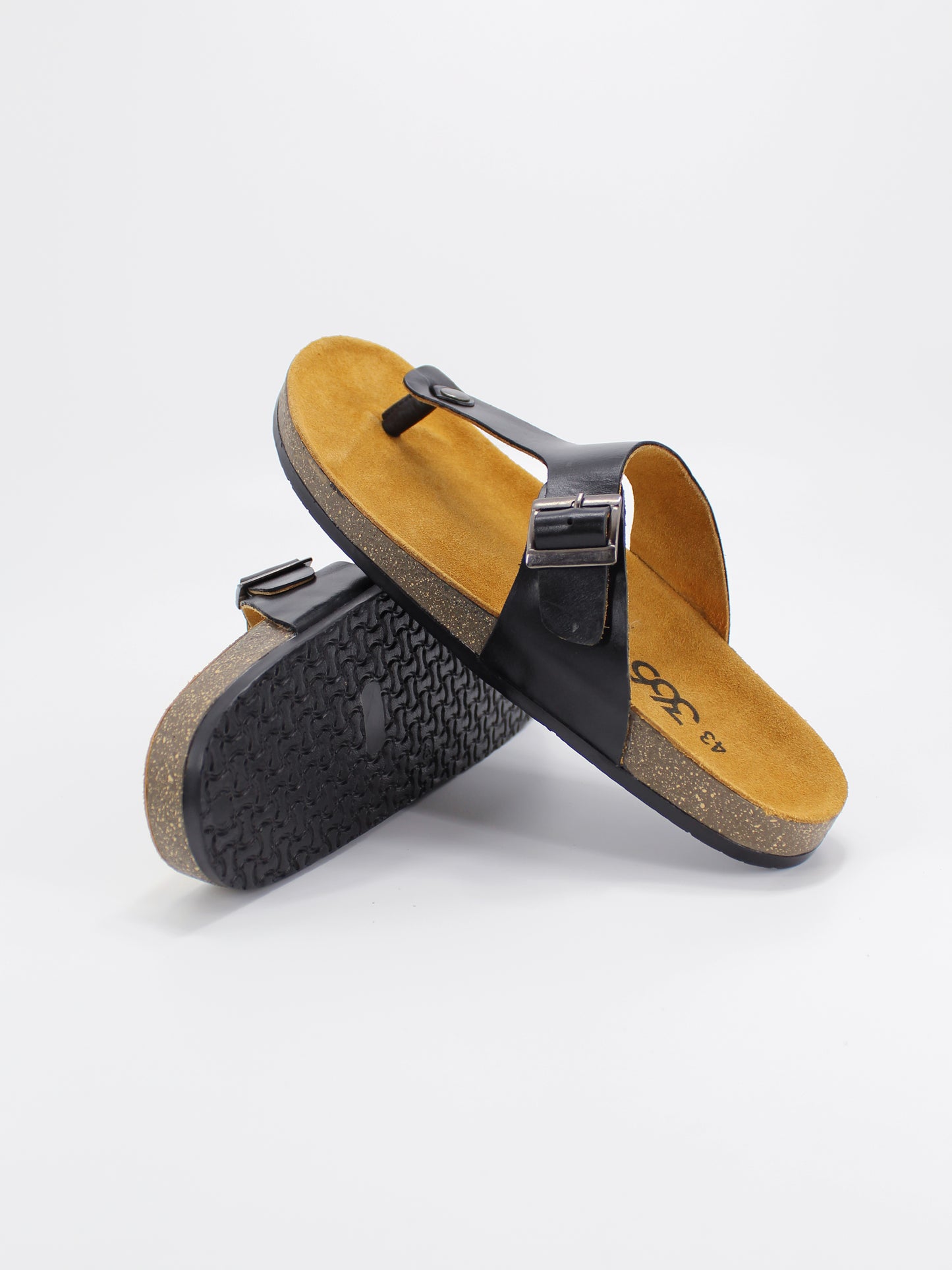 Men's PU Cork Light Weight Sandals | Black Colour