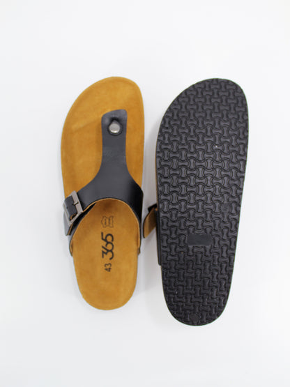 Men's PU Cork Light Weight Sandals | Black Colour