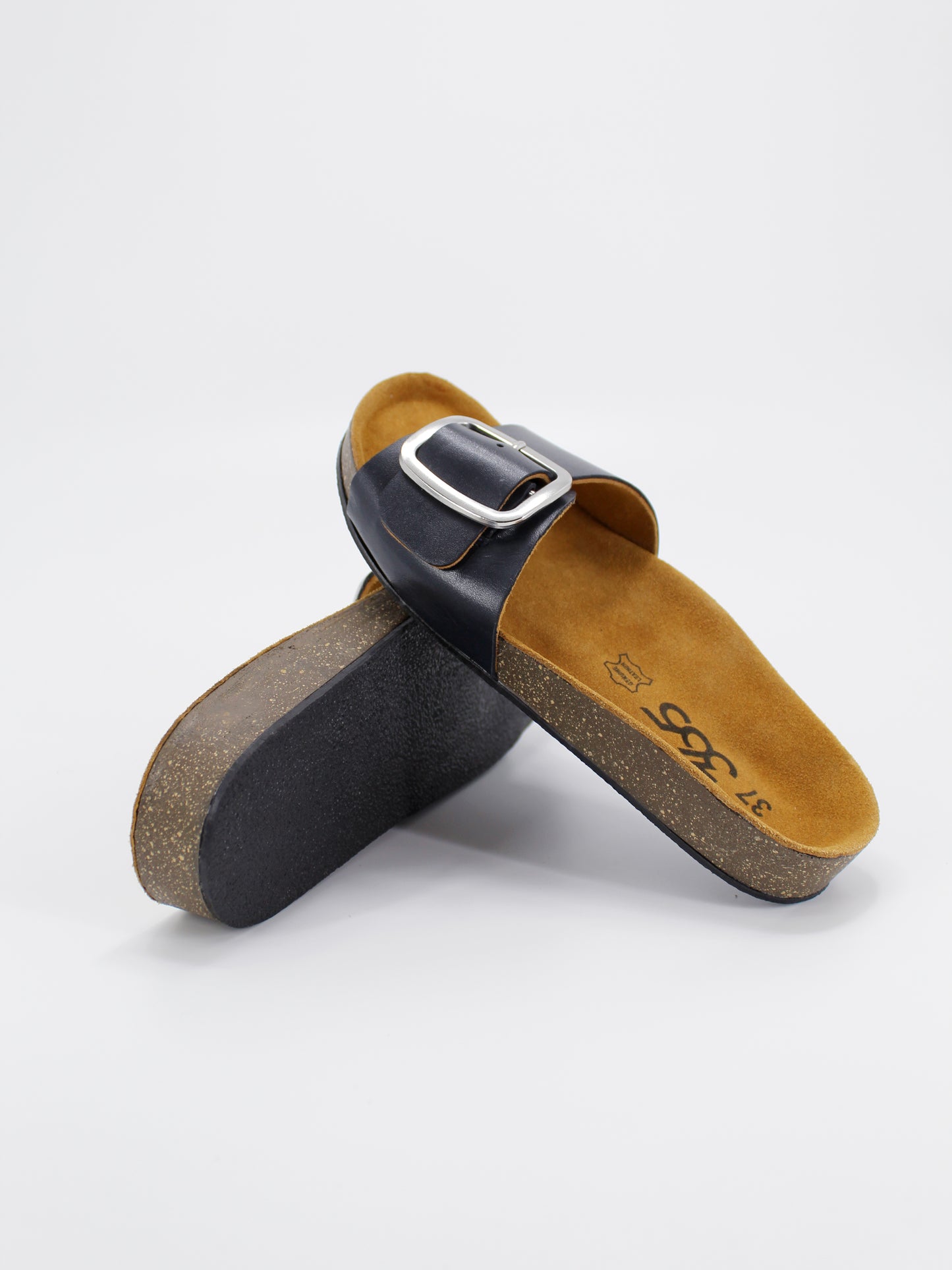 Women's PU Cork Light Weight Sandals | Dark Grey Colour