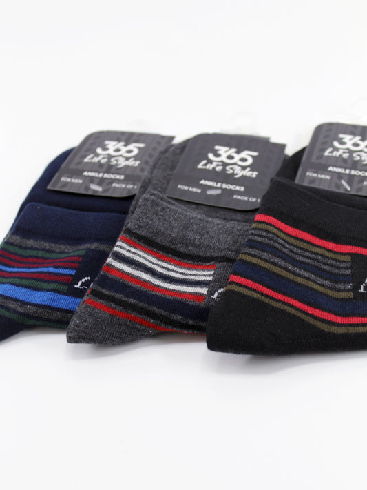 Unisex Cotton Ankle Socks | Multi Color - Pack of 3
