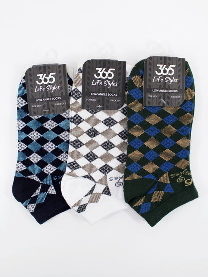 Unisex Cotton Low Ankle Socks | Multi Color - Pack of 3