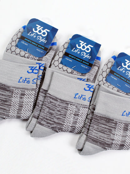 Unisex Cotton Full Length Socks | Lt.Grey Color - Pack of 3