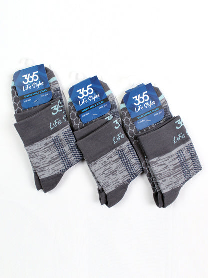 Unisex Cotton Full Length Socks | Grey Color - Pack of 3