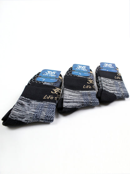 Unisex Cotton Full Length Socks | Black Color - Pack of 3