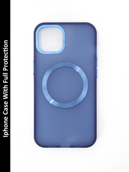 IPhone Premium Soft Polycarbonate Transparent Case/Cover | Magsafe Wireless Magnetic Support, Blue Color | Style: IP_07