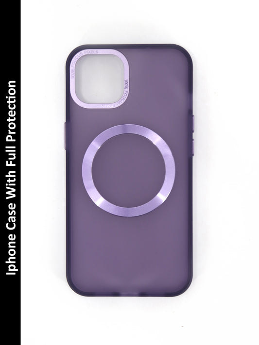 IPhone Premium Soft Polycarbonate Transparent Case/Cover | Magsafe Wireless Magnetic Support, Purple Color | Style: IP_07