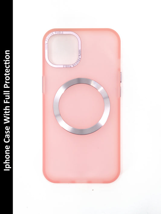 IPhone Premium Soft Polycarbonate Transparent Case/Cover | Magsafe Wireless Magnetic Support, Pink Color | Style: IP_07