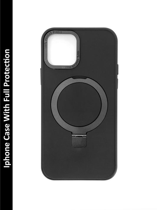 IPhone Premium Soft Polycarbonate Case/Cover | Ring Stand, Black Colour | Style: IP_04