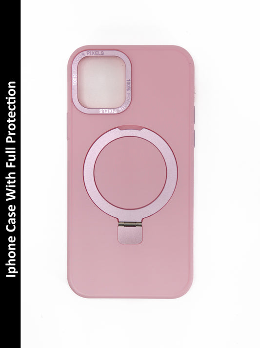 IPhone Premium Soft Polycarbonate Case/Cover | Ring Stand, Pink Colour | Style: IP_04