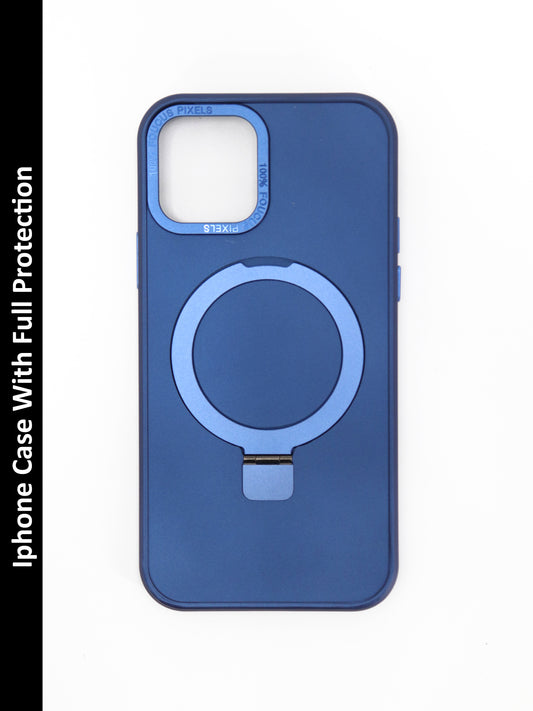 IPhone Premium Soft Polycarbonate Case/Cover | Ring Stand, Blue Colour | Style: IP_04