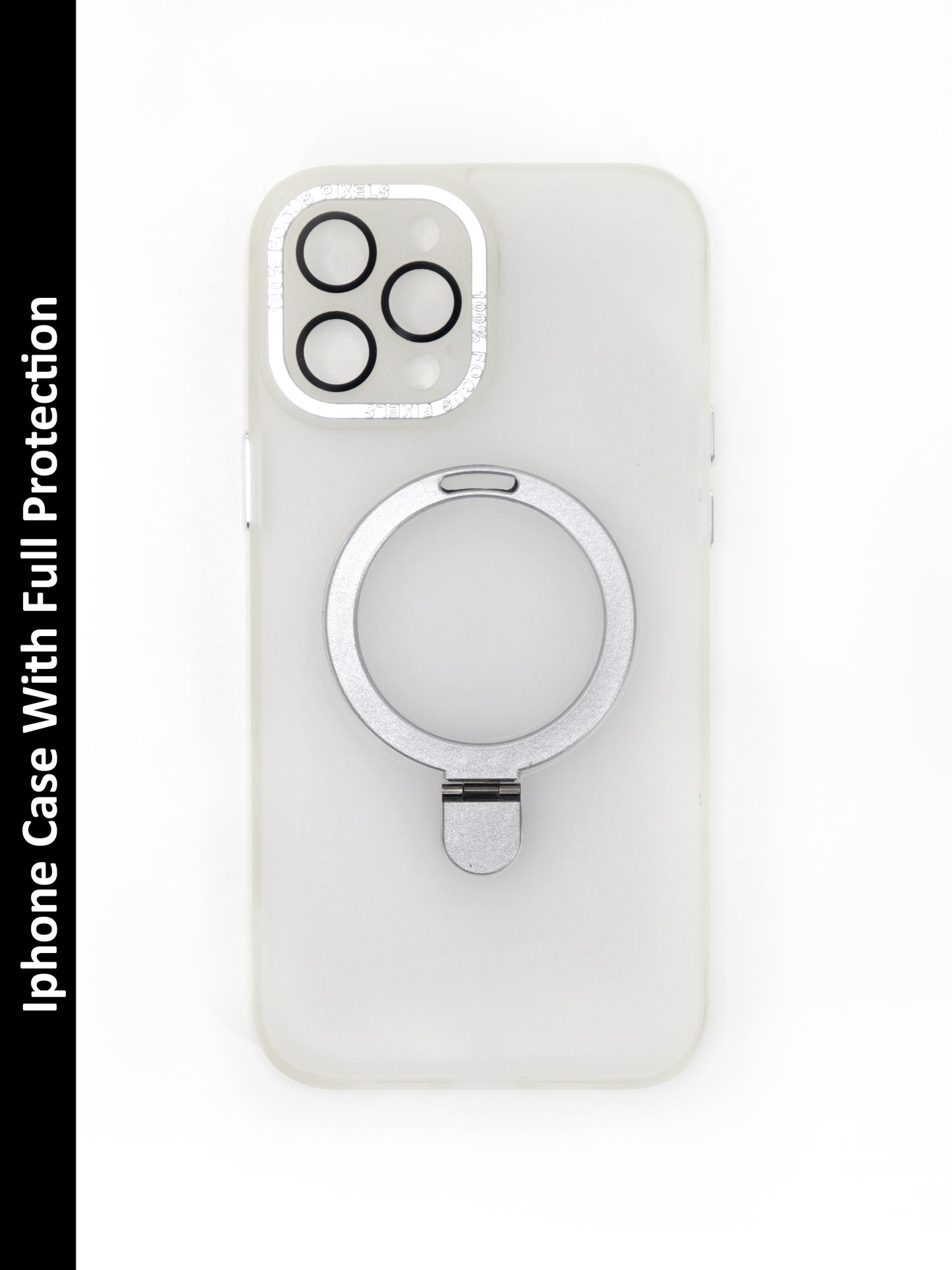 IPhone Premium Soft Polycarbonate Transparent Case/Cover | Ring Stand, White Color | Style: IP_10