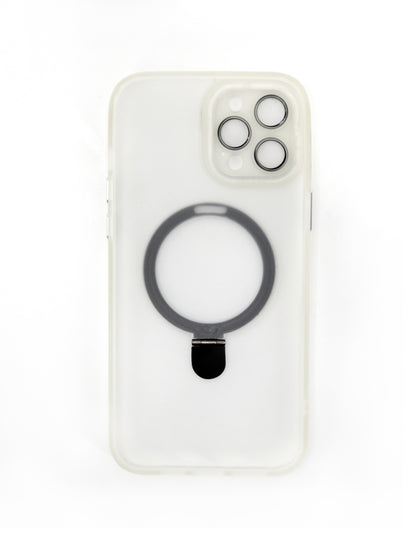 IPhone Premium Soft Polycarbonate Transparent Case/Cover | Ring Stand, White Color | Style: IP_10