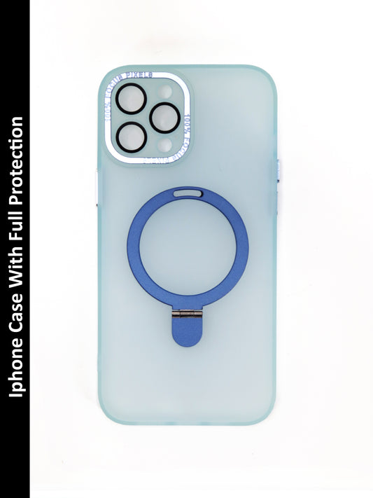 IPhone Premium Soft Polycarbonate Transparent Case/Cover | Ring Stand, Blue Color | Style: IP_10