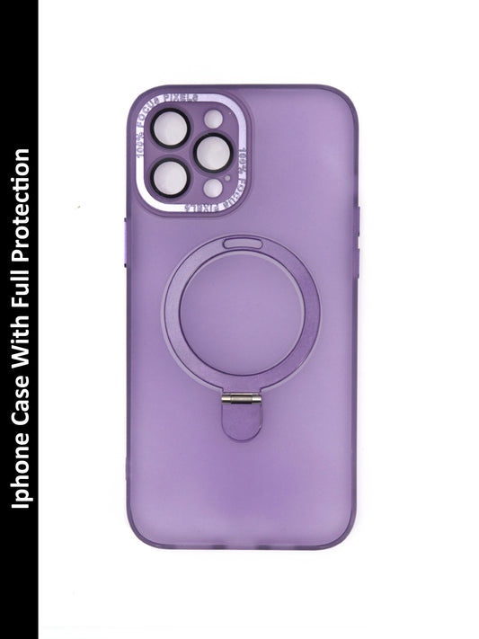 IPhone Premium Soft Polycarbonate Transparent Case/Cover | Ring Stand, Purple Color | Style: IP_10