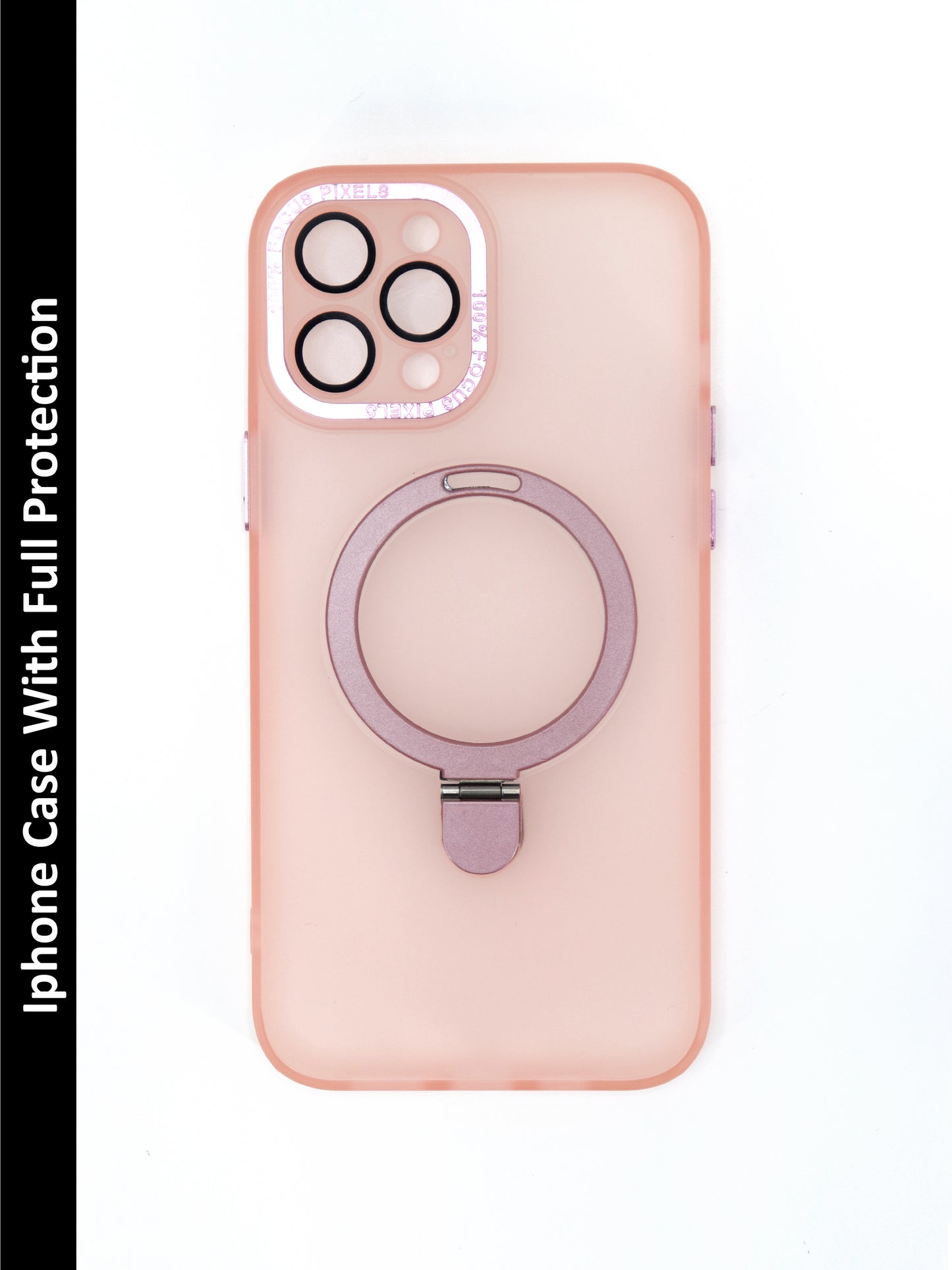 IPhone Premium Soft Polycarbonate Transparent Case/Cover | Ring Stand, Pink Color | Style: IP_10