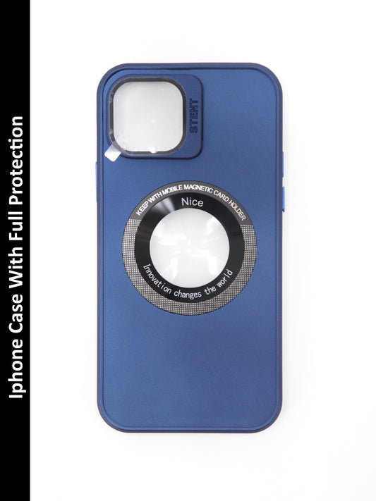 IPhone Premium Soft Polycarbonate Case/Cover | Magsafe Wireless Magnetic Support | Ring Stand, Blue Color | Style: IP_09