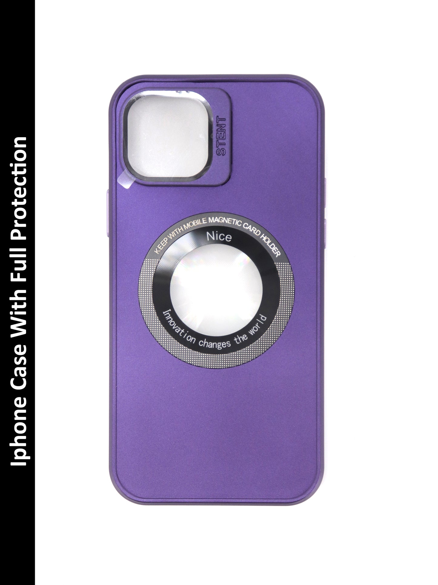 IPhone Premium Soft Polycarbonate Case/Cover | Magsafe Wireless Magnetic Support | Ring Stand, Purple Color | Style: IP_09