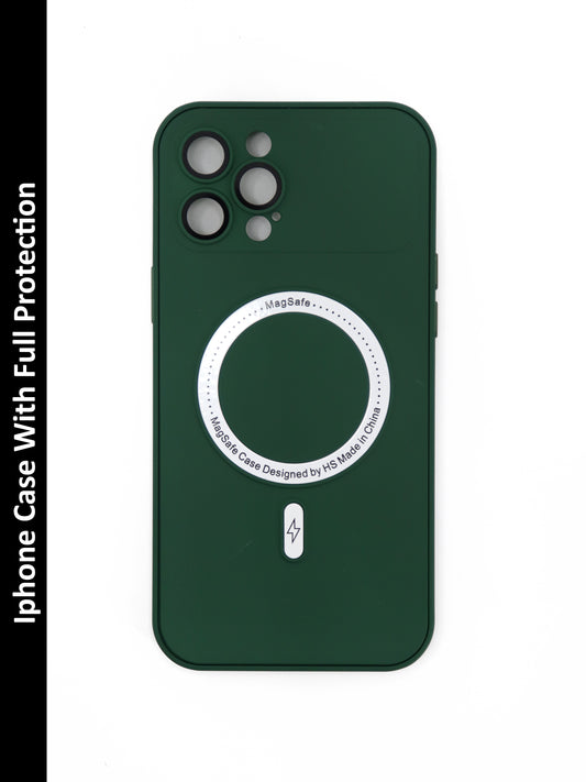 IPhone Premium Soft Polycarbonate Case/Cover | Magsafe Wireless Magnetic Support, Green Color | Style: IP_08